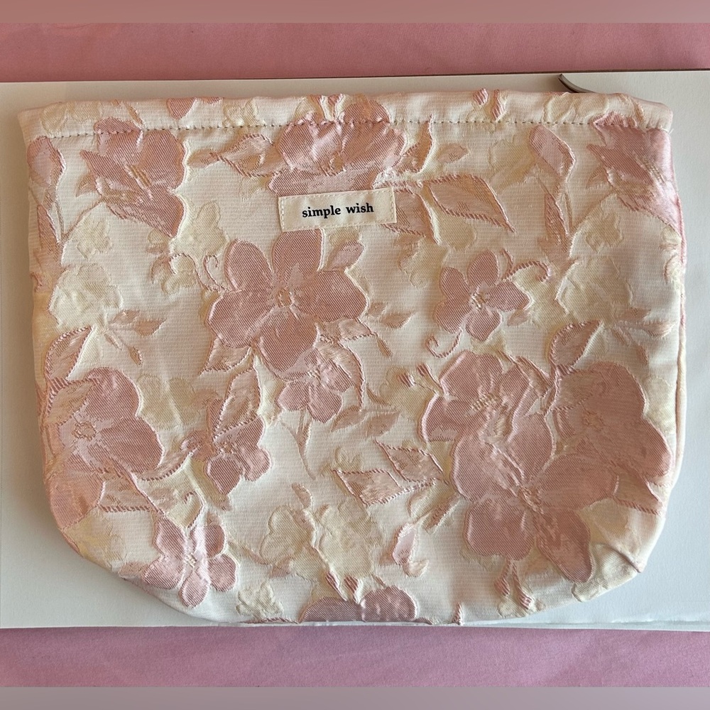 🌸Simple Wish Floral Jacquard Pouch | Blush Pink Cosmetic/Travel Bag | BRAND NEW!